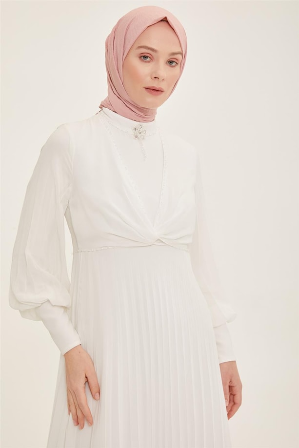 Armine Abiye Elbise 22YD3328 Beyaz
