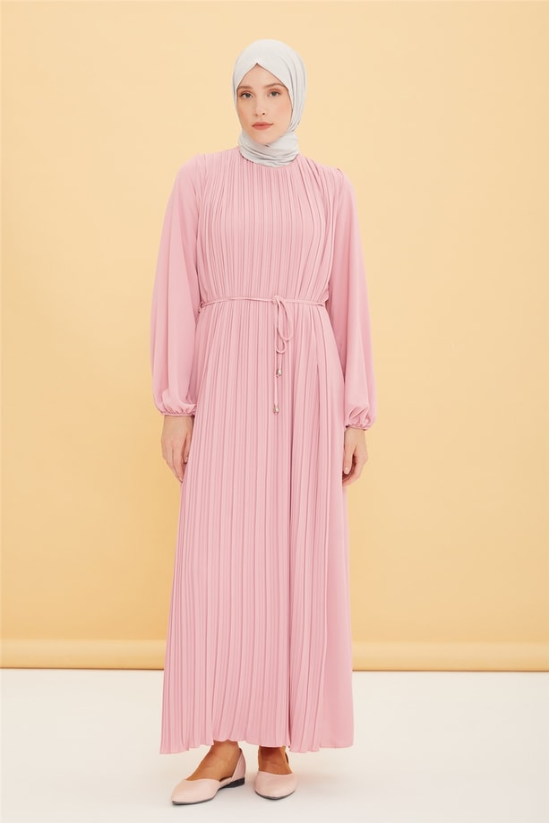 Armine Önü Piliseli Elbise 22Y9435 Pembe