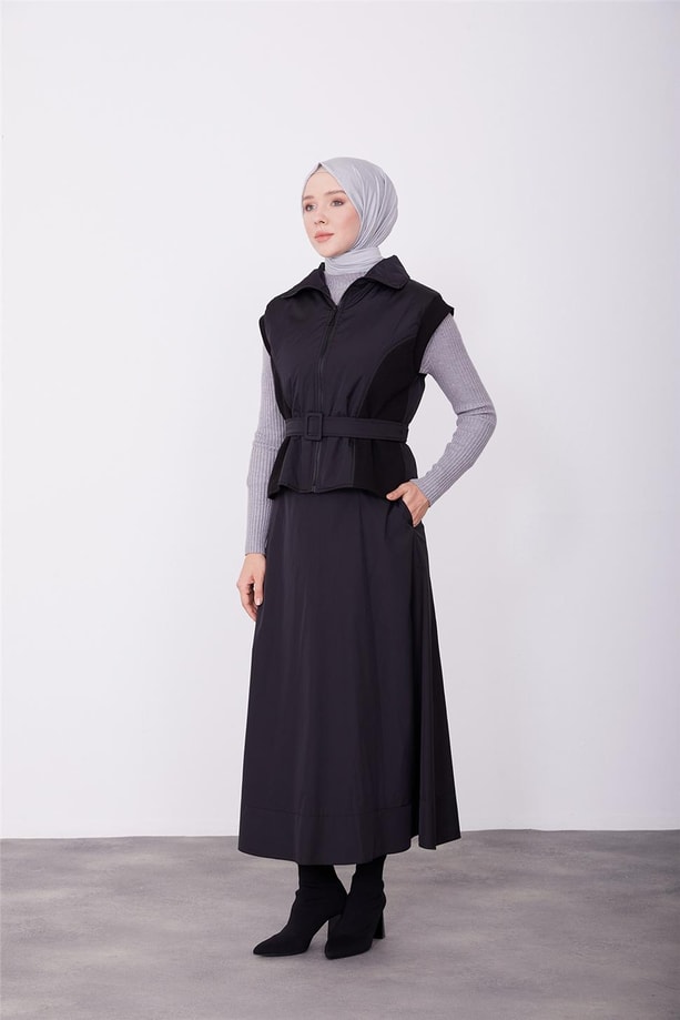 Armine Kuplu Godeli Etek 23K1526 Siyah