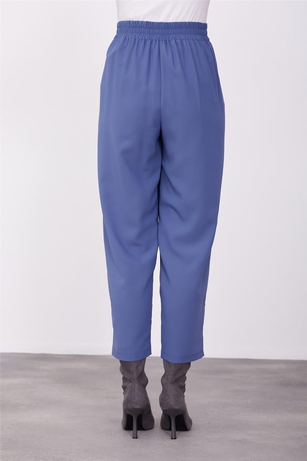 Armine Paçası Nakışlı Pantolon 23K2507 İndigo