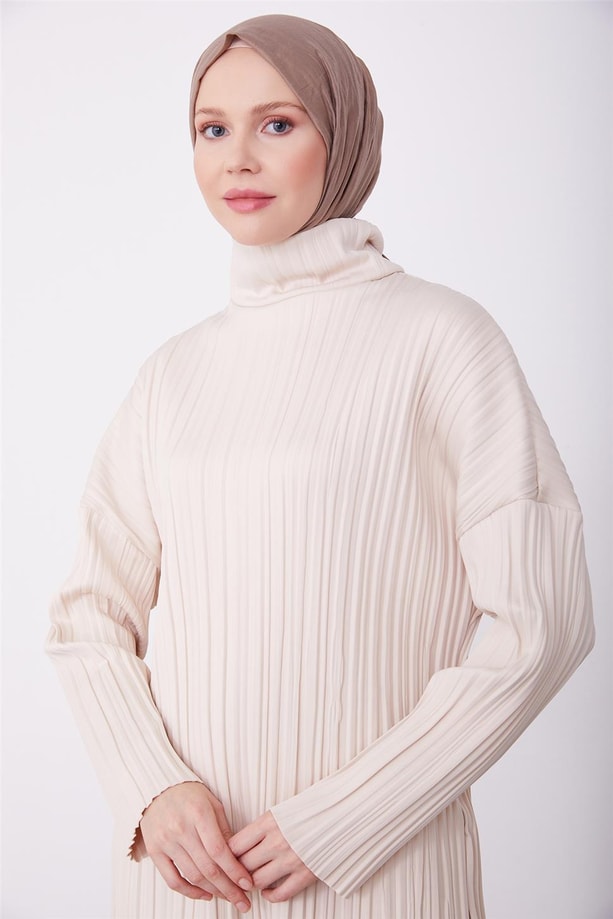 Armine Pliseli Örme Kumaşlı Bluz 23K3217 Bej