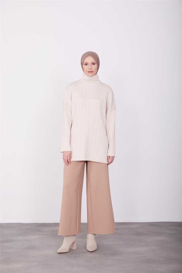 Armine Pliseli Örme Kumaşlı Bluz 23K3217 Bej
