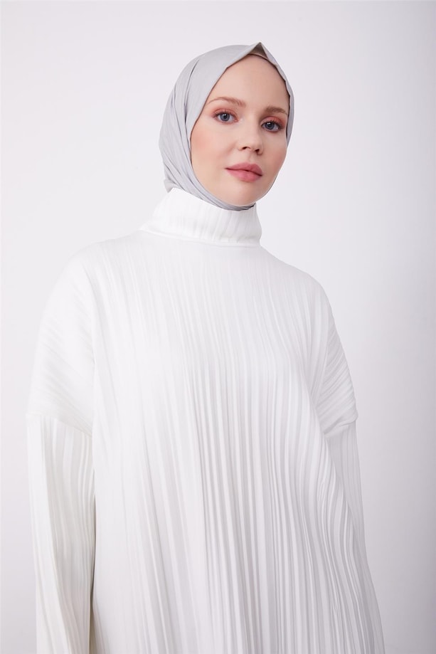 Armine Pliseli Örme Kumaşlı Bluz 23K3217 Ekru