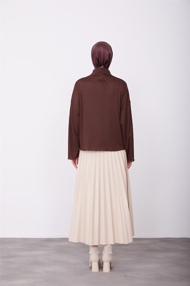Armine Örme Basic Bluz 23K3408 Kahverengi