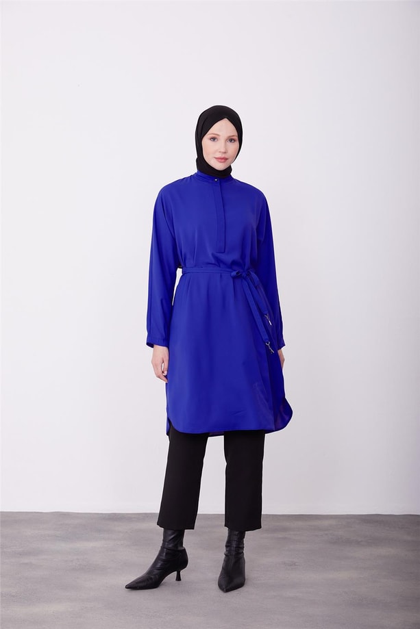 Armine Lastikli Kemerli Tunik 23K4701 Morcivert