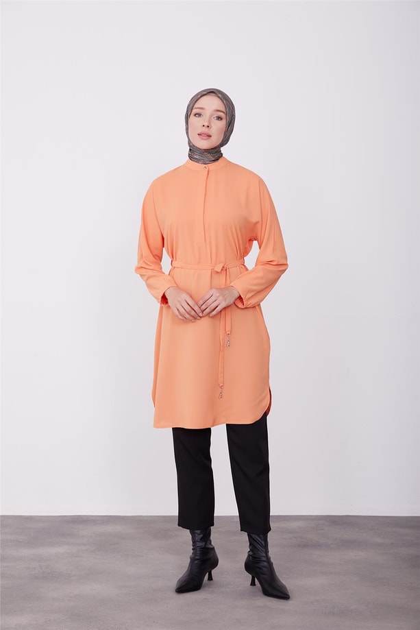Lastikli kemerli tunik 23K4701 Mandarin