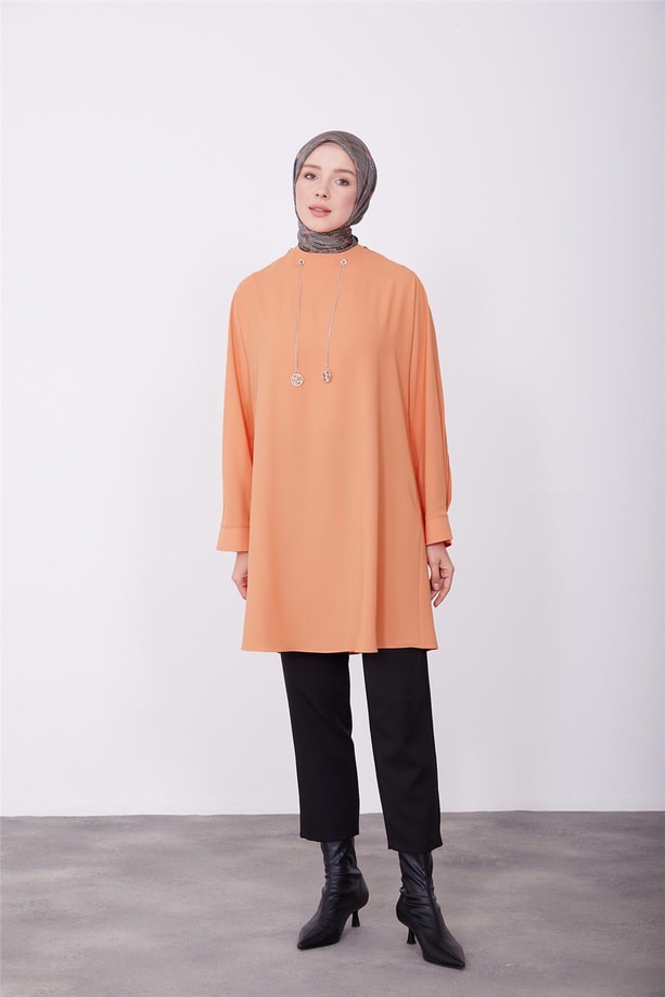 Armine Logolu Zincirli Tunik 23K4702 Mandarin