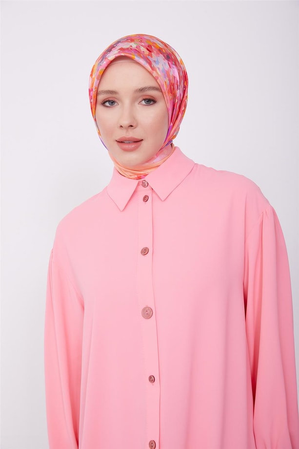 Boyut düğmeli tunik 23K4706 Şeker Pembe
