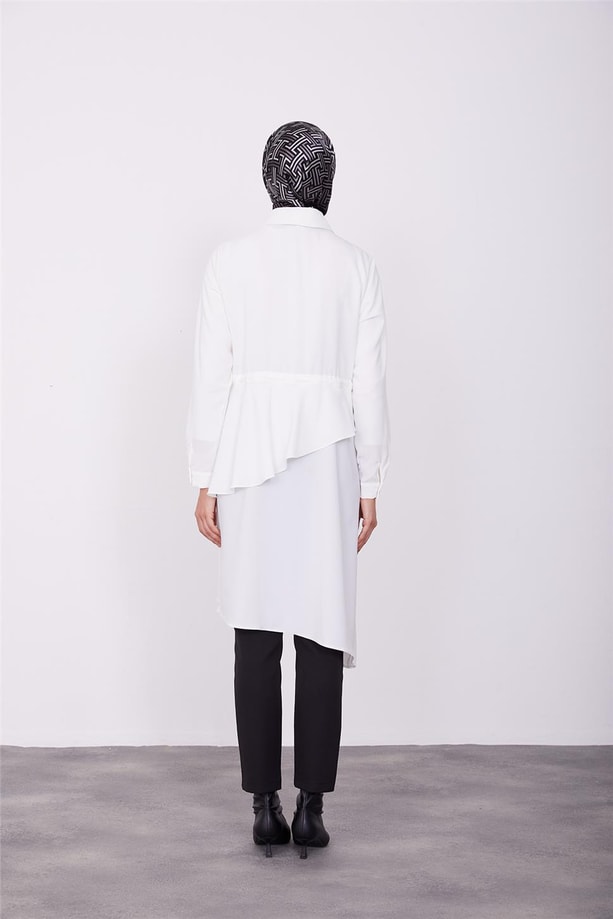 Beli tünelli asimetrik tunik 23K4707 Ekru