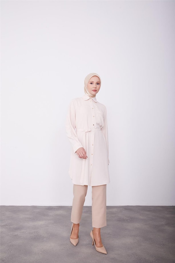 Armine Zincir Detaylı Tunik 23K4713 Vanilya