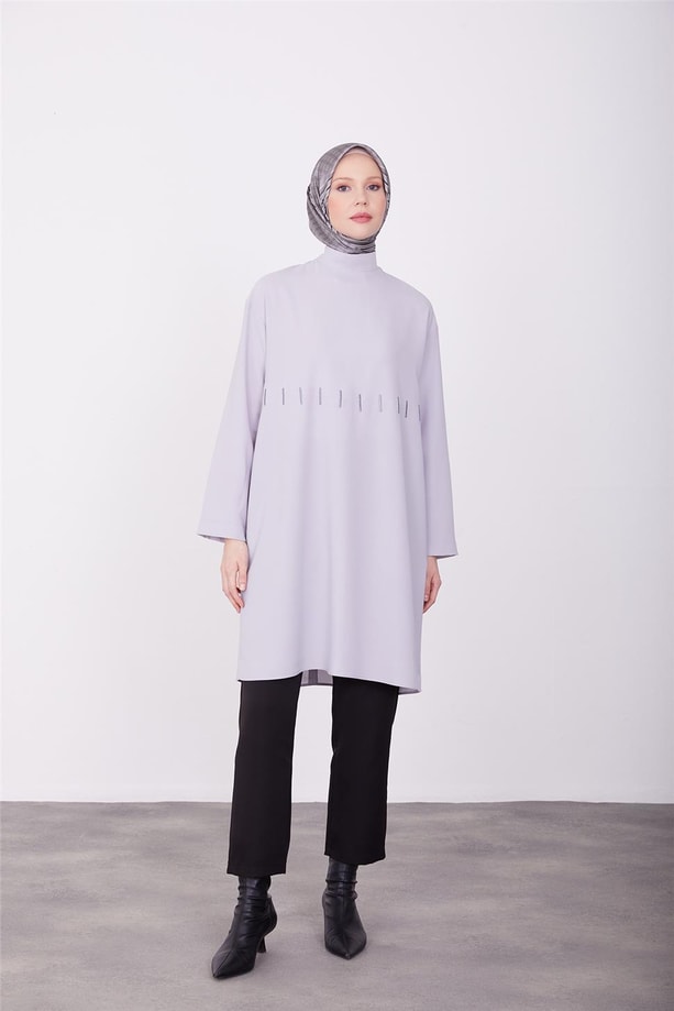 Armine Gold Nakışlı Tunik 23K4718 Gri