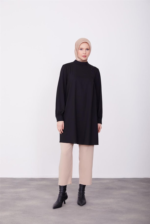 Armine İşleme Detaylı Tunik 23K4734 Siyah