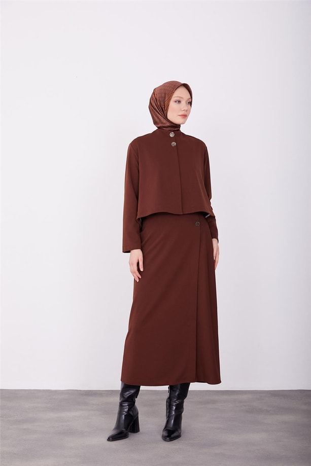 Armine Vatkalı Etekli Takım 23K6707 Acı Kahve