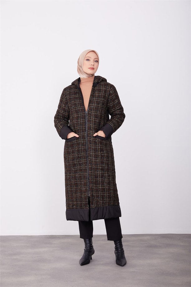 Tüvit ve kapitone mixli mont 23K7223 Camel