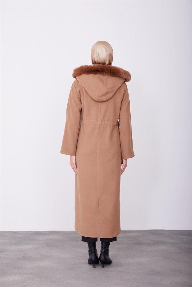 Armine Seyyar Kürklü Kaban 23K7226 Camel