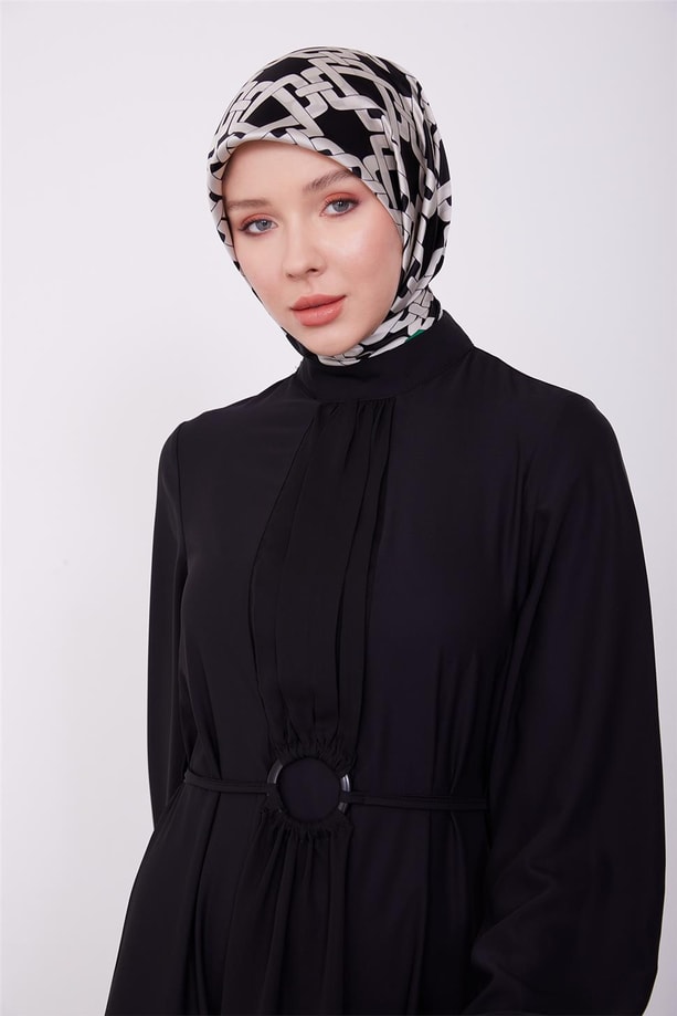 Beli toka detaylı elbise 23K9704 Siyah