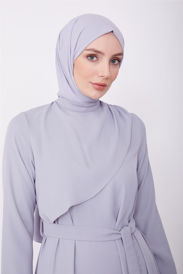 Armine Omuzu üzgülü ve Aller Detaylı Elbise 23K9725 Gri