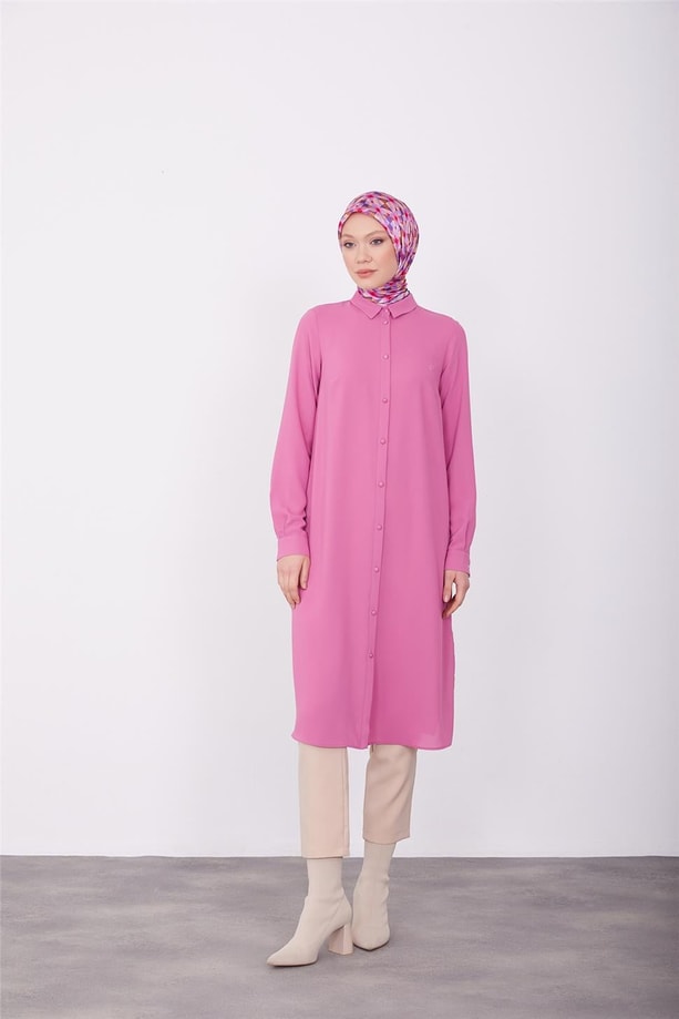 Armine Uzun Kollu Armine Logolu Tunik 23KH411 Menekşe