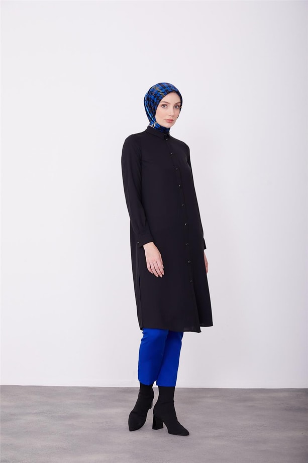 Armine Uzun Kollu Armine Logolu Tunik 23KH411 Siyah