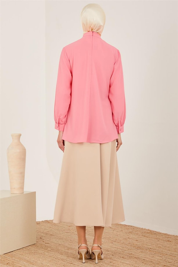 Armine Dropeli Asimetrik Bluz 23Y3328 Şeker Pembe