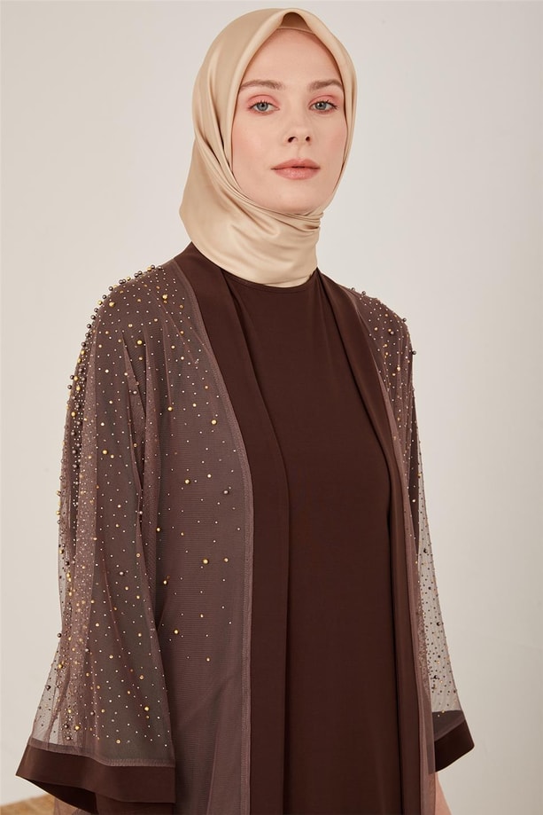 Armine Abiye Elbise 23YD3346 Kahverengi