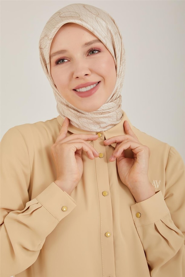 Armine Uzun Kollu Armine Logolu Tunik 21KH411 Bej
