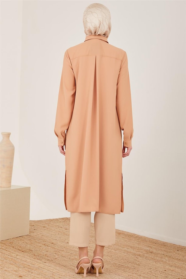 Armine Uzun Kollu Armine Logolu Tunik 21KH411 Camel