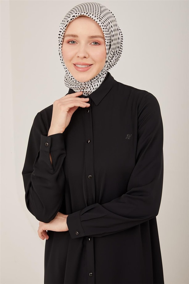 Armine Uzun Kollu Armine Logolu Tunik 21KH411 Siyah