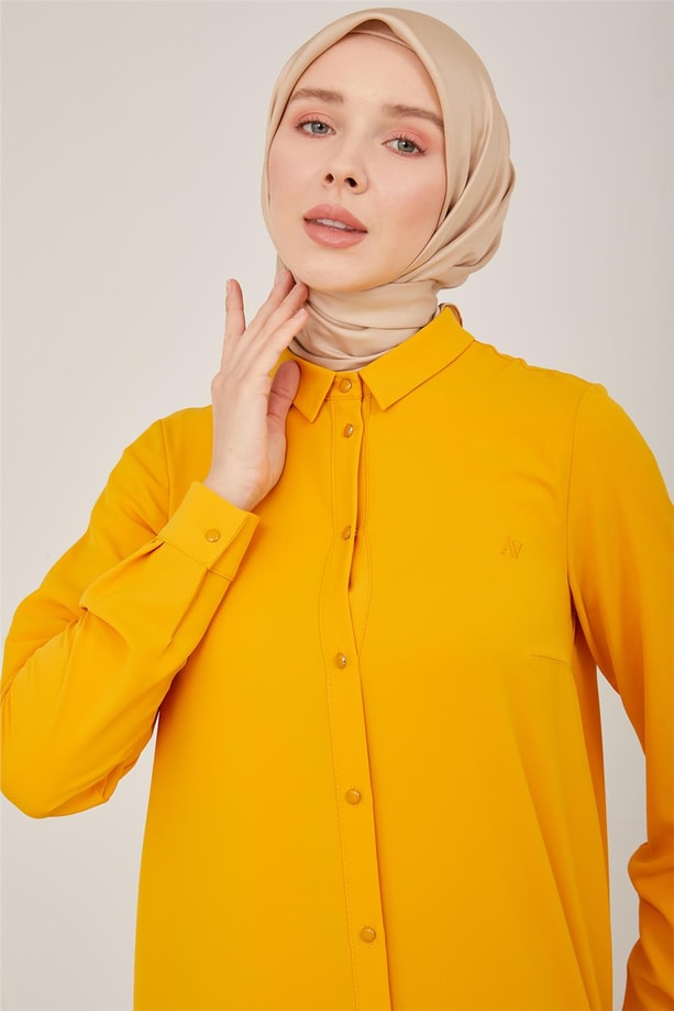 Armine Uzun Kollu Armine Logolu Tunik 21KH411 Bal Köpüğü