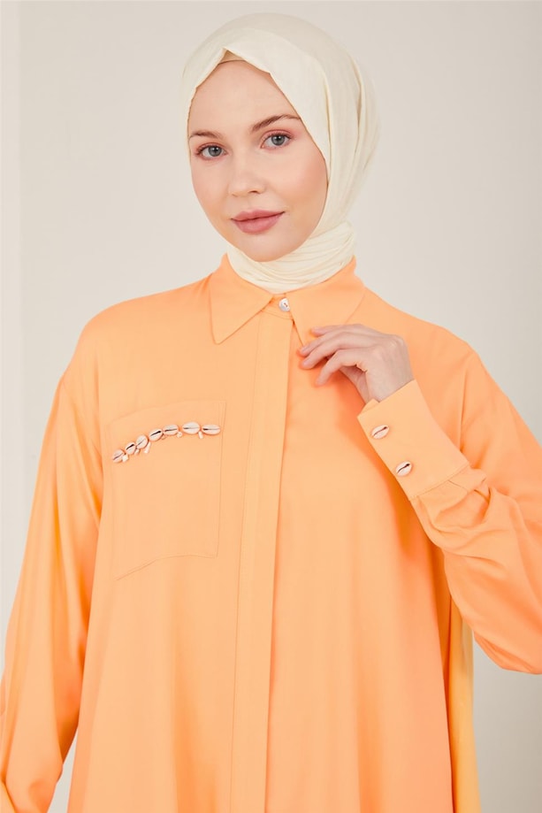 Armine Naturel Kumaştan Dökümlü Tunik 23Y4433 Mango