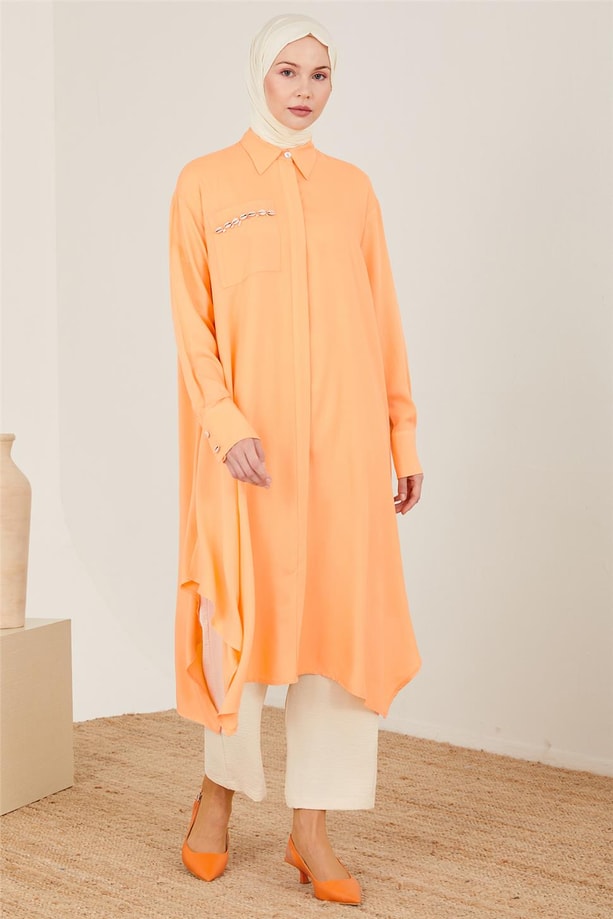 Armine Naturel Kumaştan Dökümlü Tunik 23Y4433 Mango