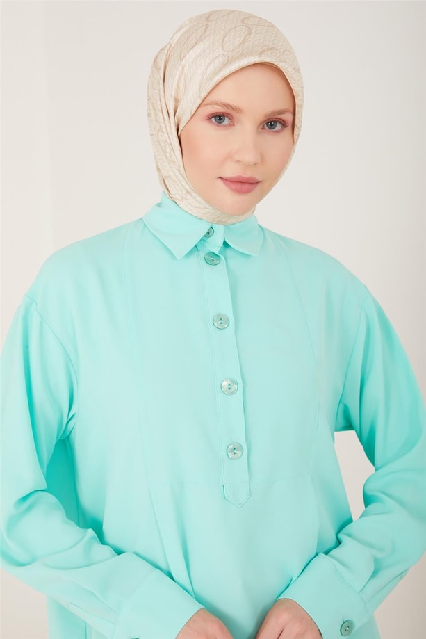 Armine Önü Kırmalı Araboy Tunik 23Y Deniz Köpüğü