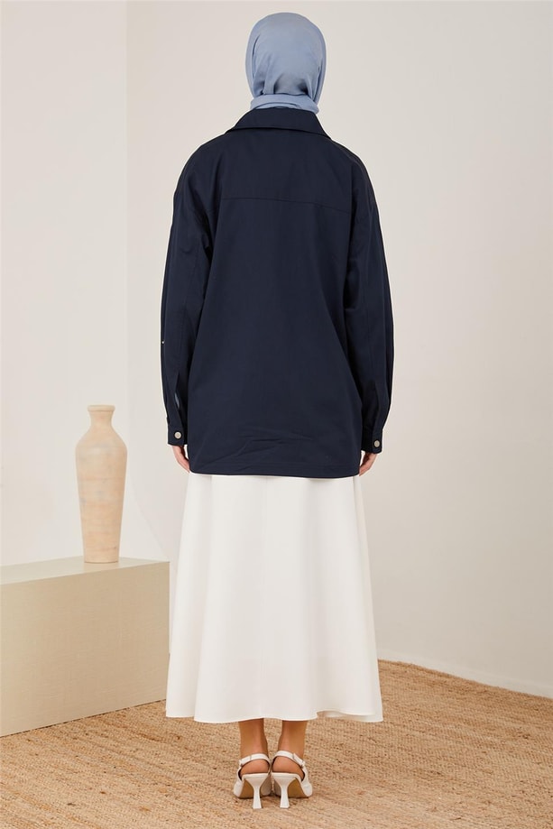 Armine Gabardin Ceket 23Y5803 Lacivert
