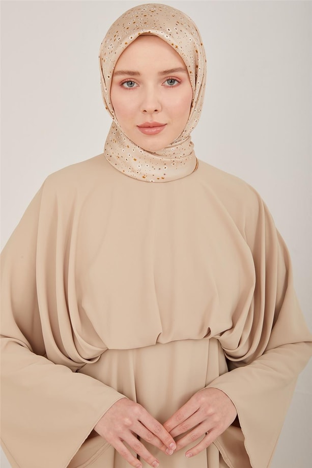 Armine Belinden Dökümlü Şık Elbise 23Y9601 Latte
