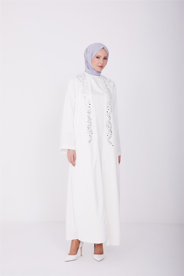 Armine Taşlı Takım Gibi Görünen Elbise 23Y9601 Beyaz