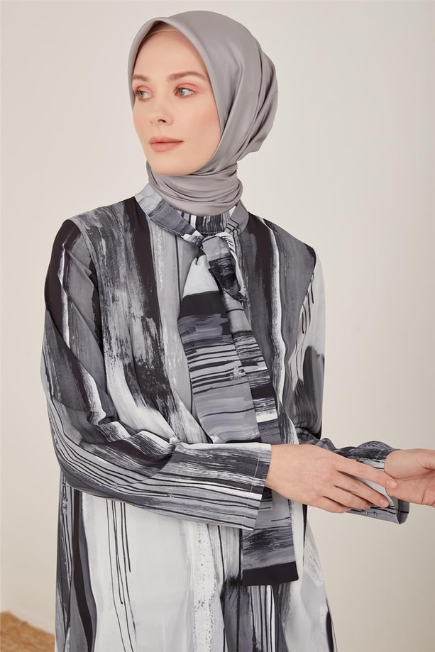 Armine Şifonlu Elbise 23Y9605 Siyah