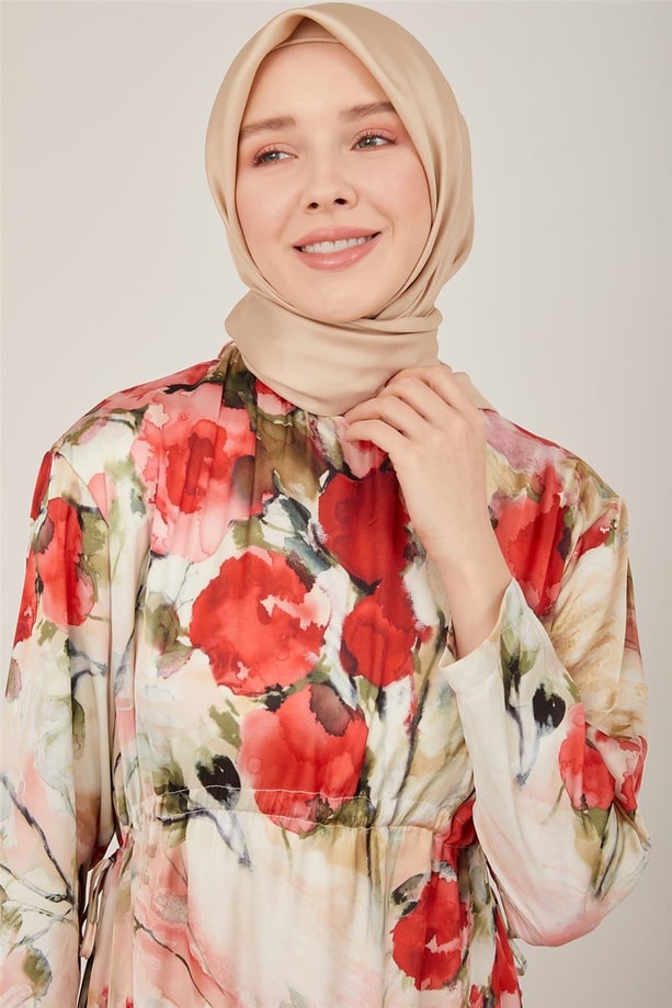 Armine Beli Tünelli Saten Elbise 23Y927 Bej