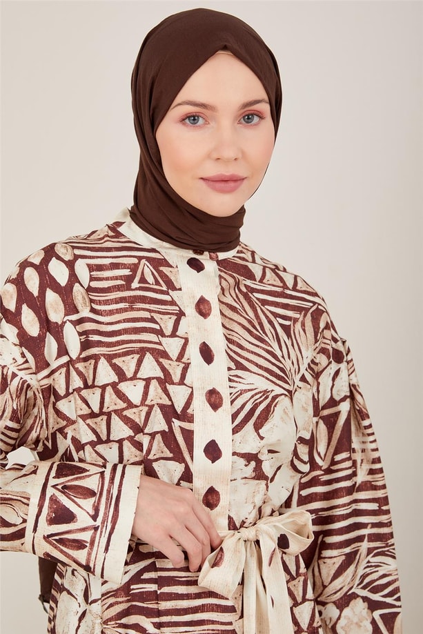 Armine Bürdür Detaylı Elbise 23Y9656 Kahverengi