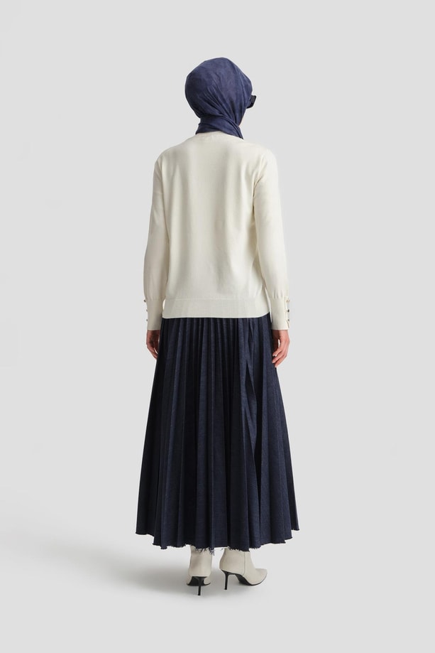 Armine Denim Pliseli Etek 24K1703 Lacivert