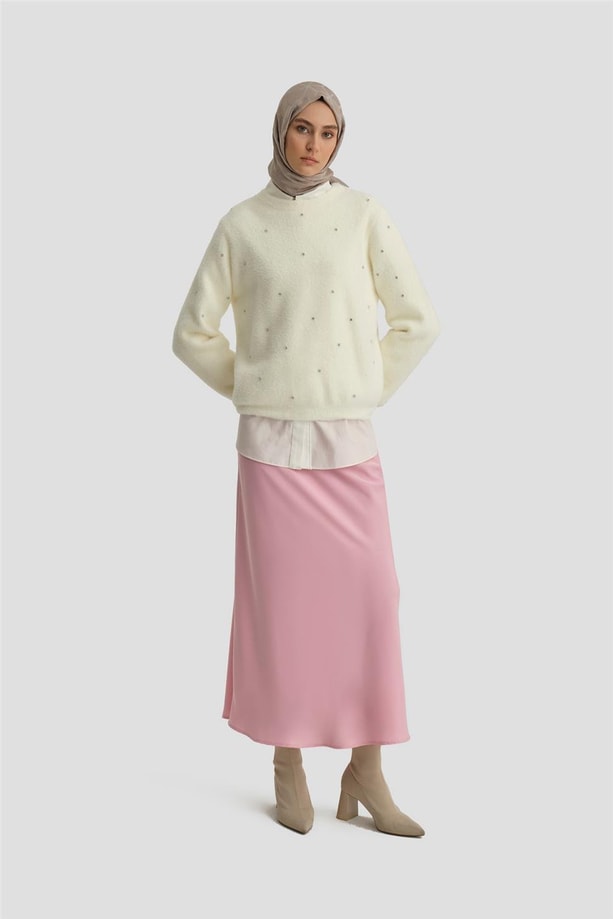 Armine Simli Lastikli Kloş Etek 24K1714 Pembe