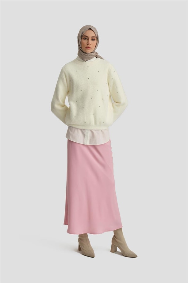 Armine Simli Lastikli Kloş Etek 24K1714 Pembe