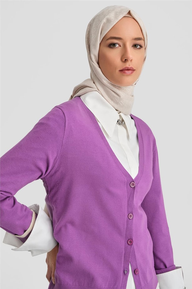 Armine Hırka 24KD2402 Mor