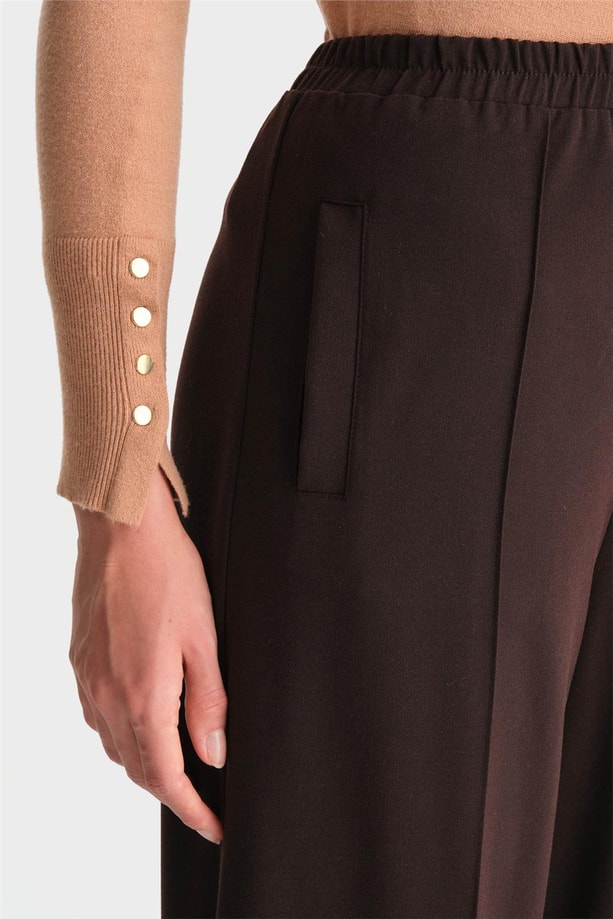 Armine Beli Lastikli Palazzo Pantolon 24K2703 Kahverengi