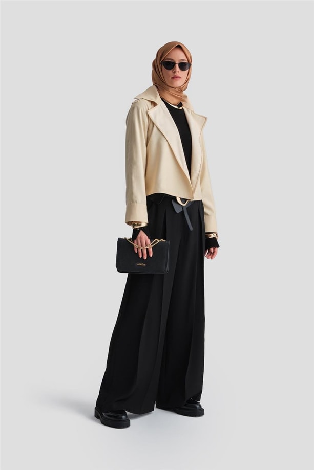 Armine Pileli Pantolon Etek 24K2715 Siyah