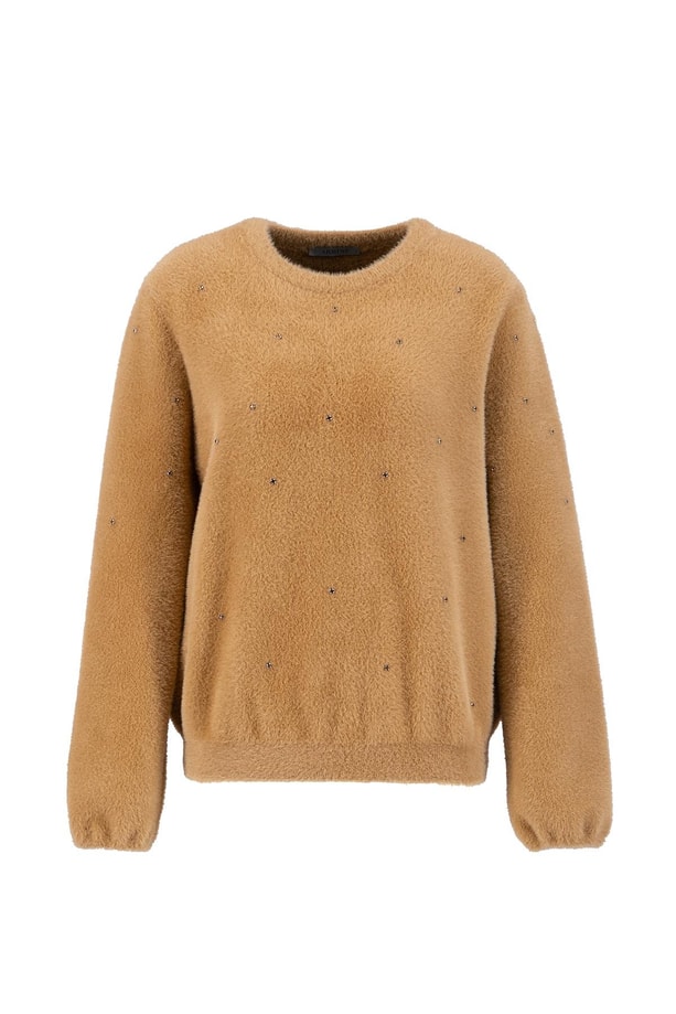 Armine Taş Detaylı Kazak 24KD2806 Camel