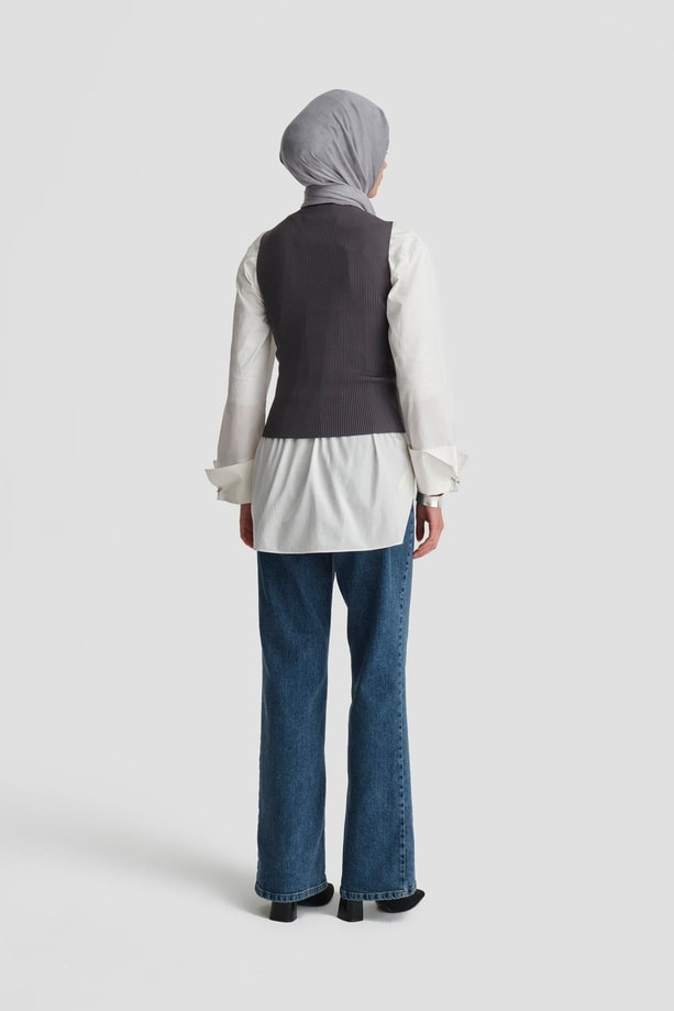 Armine Taşlı Triko 24KD2807 Füme
