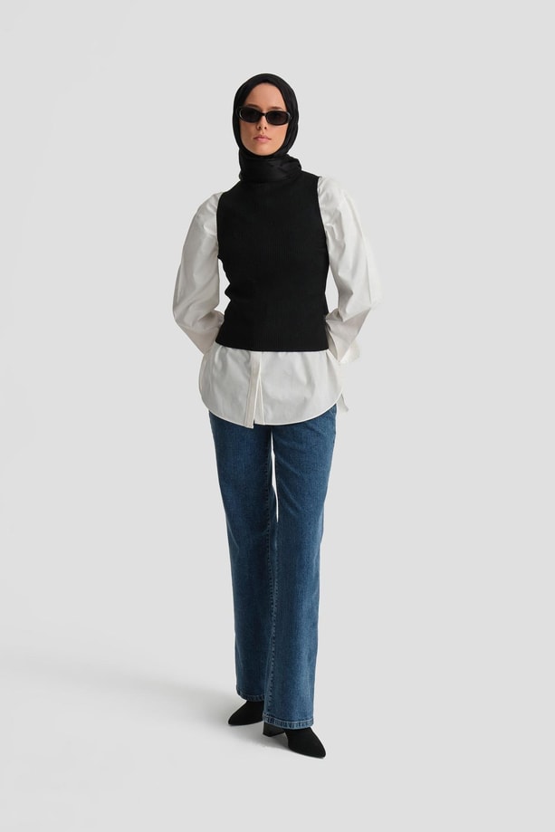 Armine Taşlı Triko 24KD2807 Siyah