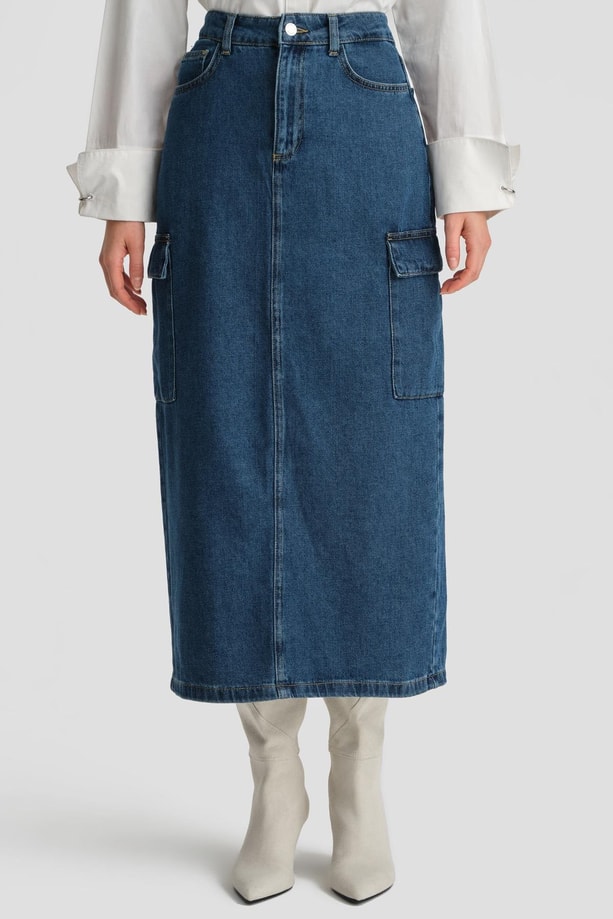 Armine Denim Etek 24KD3408 Koyu Mavi