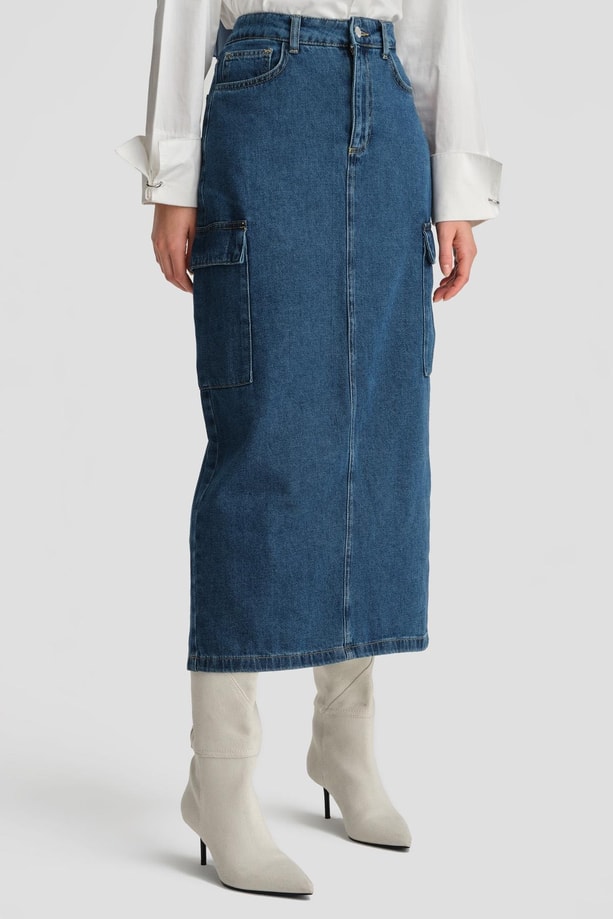 Armine Denim Etek 24KD3408 Koyu Mavi
