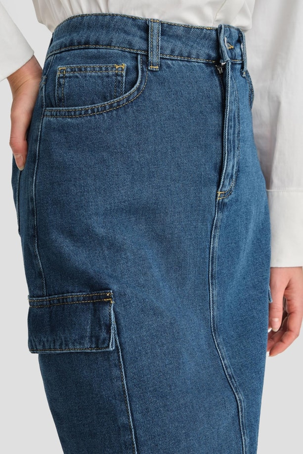 Armine Denim Etek 24KD3408 Koyu Mavi